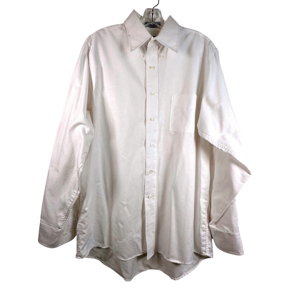 Arrow Dover Oxford Mens White Button Down Shirt 16.5 34/35 Long Sleeve Cotton